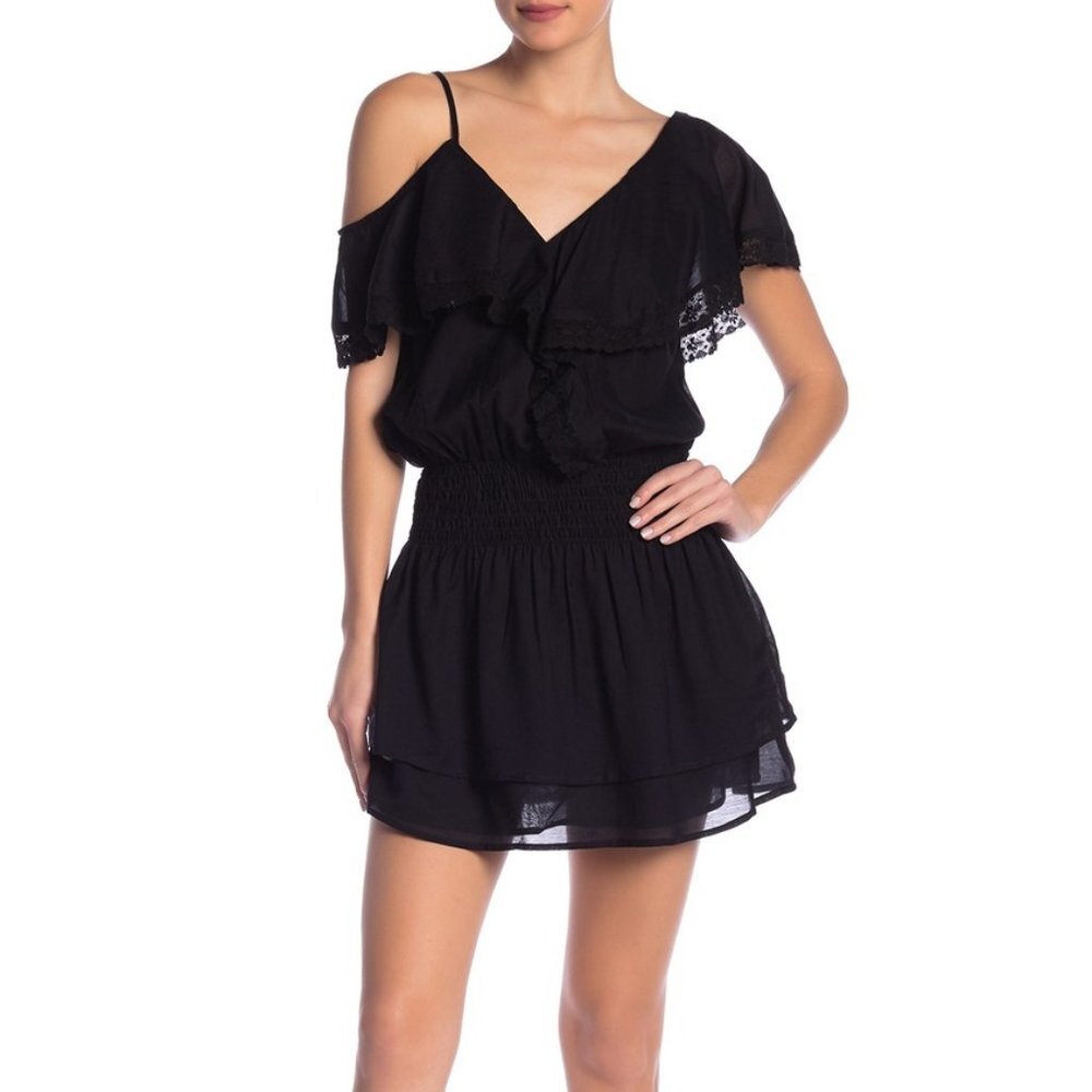 NWT PAIGE Black Cecelia Smocked Waist Dress